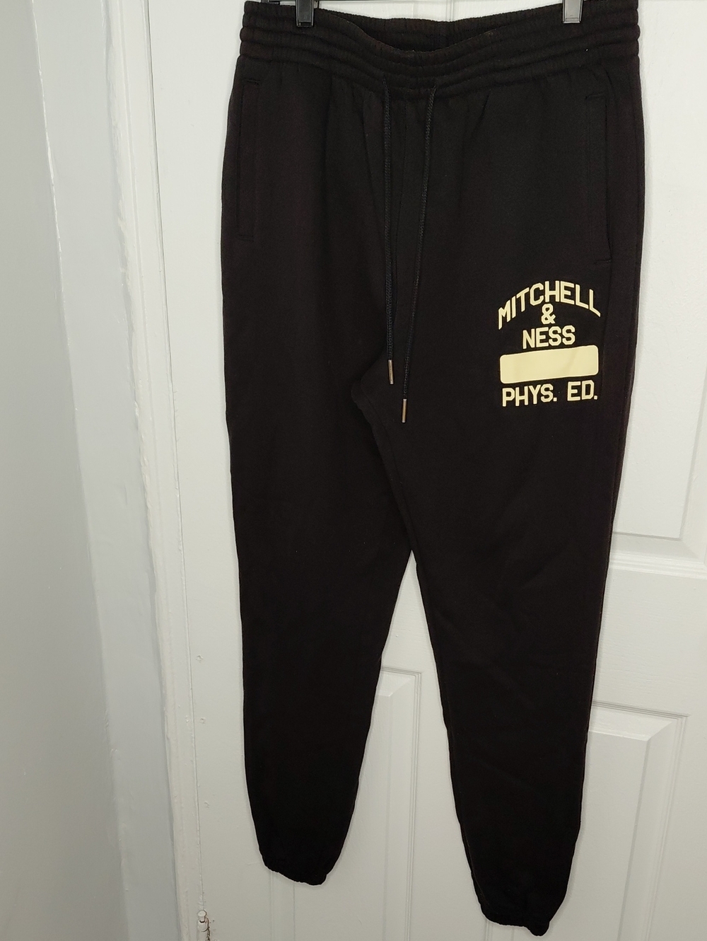 Mitchell & Ness Black Jogger Sweatpants with Cream Phys. Ed. Logo